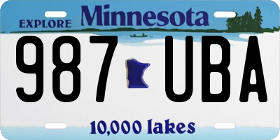 MN license plate 987UBA