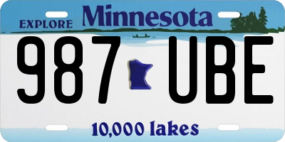 MN license plate 987UBE