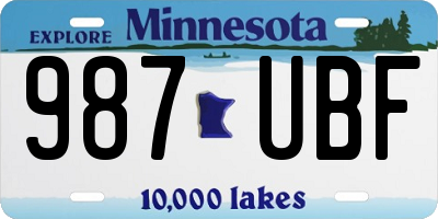 MN license plate 987UBF