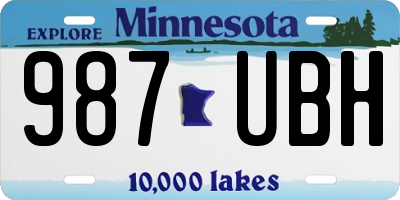 MN license plate 987UBH