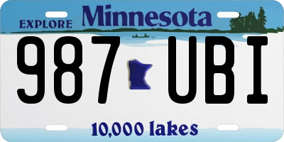 MN license plate 987UBI