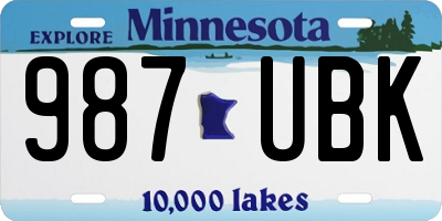 MN license plate 987UBK