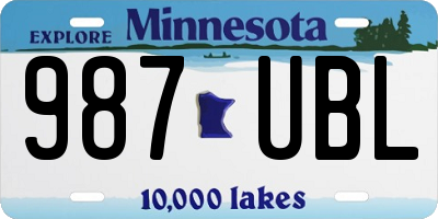 MN license plate 987UBL