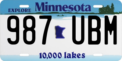 MN license plate 987UBM