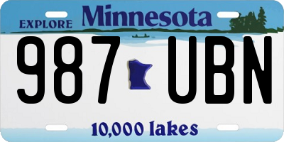 MN license plate 987UBN
