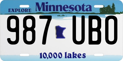 MN license plate 987UBO