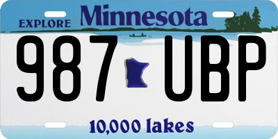 MN license plate 987UBP