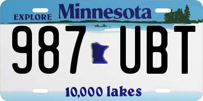 MN license plate 987UBT