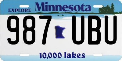 MN license plate 987UBU