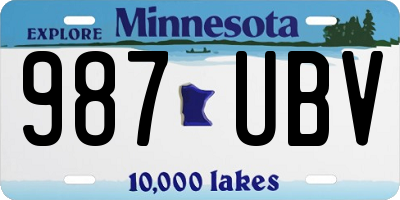MN license plate 987UBV