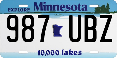 MN license plate 987UBZ