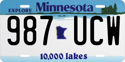 MN license plate 987UCW