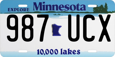MN license plate 987UCX