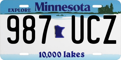 MN license plate 987UCZ