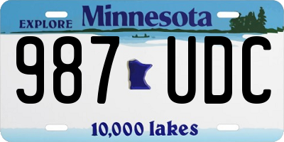 MN license plate 987UDC