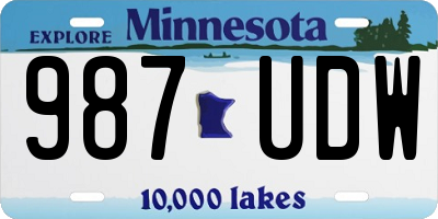 MN license plate 987UDW