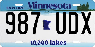 MN license plate 987UDX