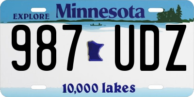MN license plate 987UDZ