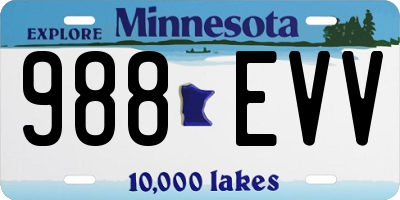 MN license plate 988EVV