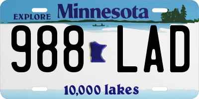 MN license plate 988LAD