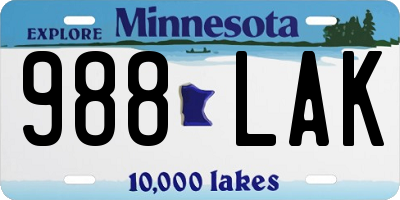 MN license plate 988LAK