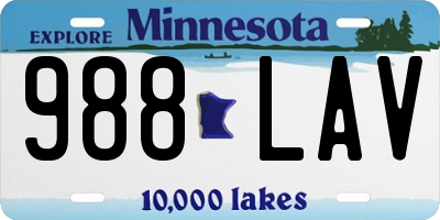 MN license plate 988LAV