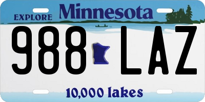 MN license plate 988LAZ