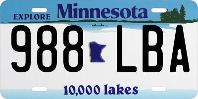 MN license plate 988LBA