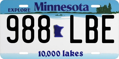 MN license plate 988LBE