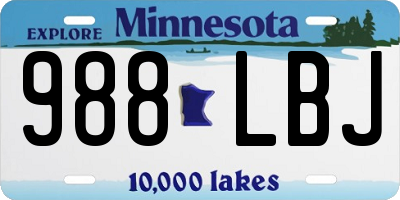 MN license plate 988LBJ