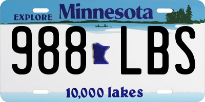 MN license plate 988LBS