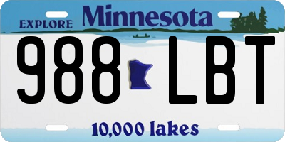 MN license plate 988LBT