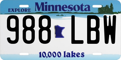 MN license plate 988LBW