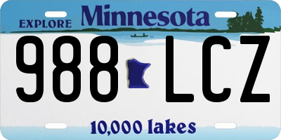 MN license plate 988LCZ