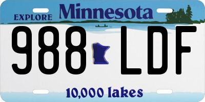 MN license plate 988LDF