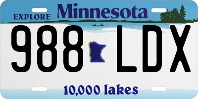 MN license plate 988LDX