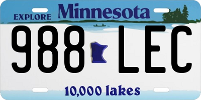 MN license plate 988LEC