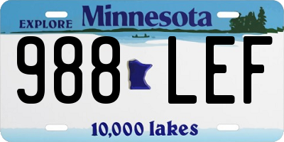 MN license plate 988LEF