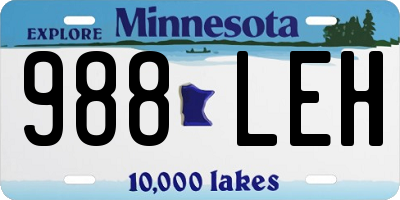 MN license plate 988LEH