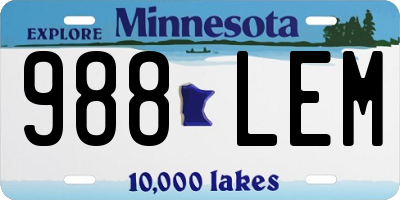 MN license plate 988LEM