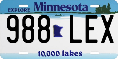 MN license plate 988LEX
