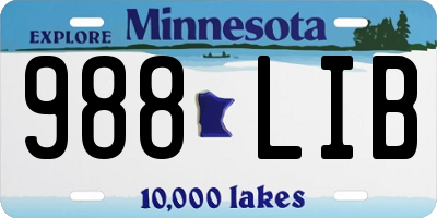 MN license plate 988LIB