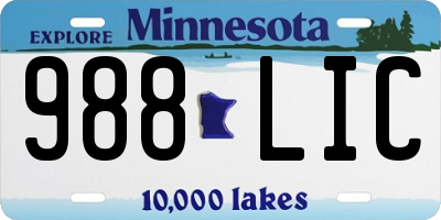 MN license plate 988LIC
