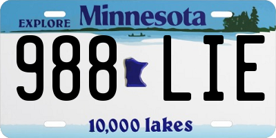 MN license plate 988LIE