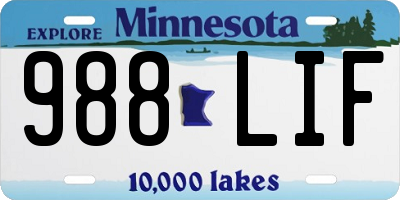 MN license plate 988LIF