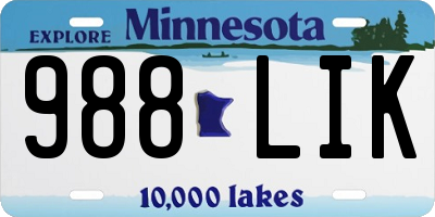 MN license plate 988LIK