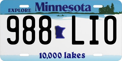 MN license plate 988LIO