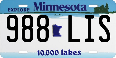 MN license plate 988LIS