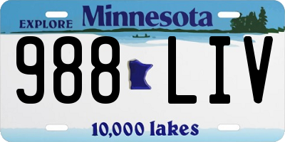 MN license plate 988LIV