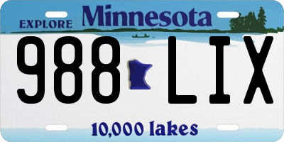 MN license plate 988LIX
